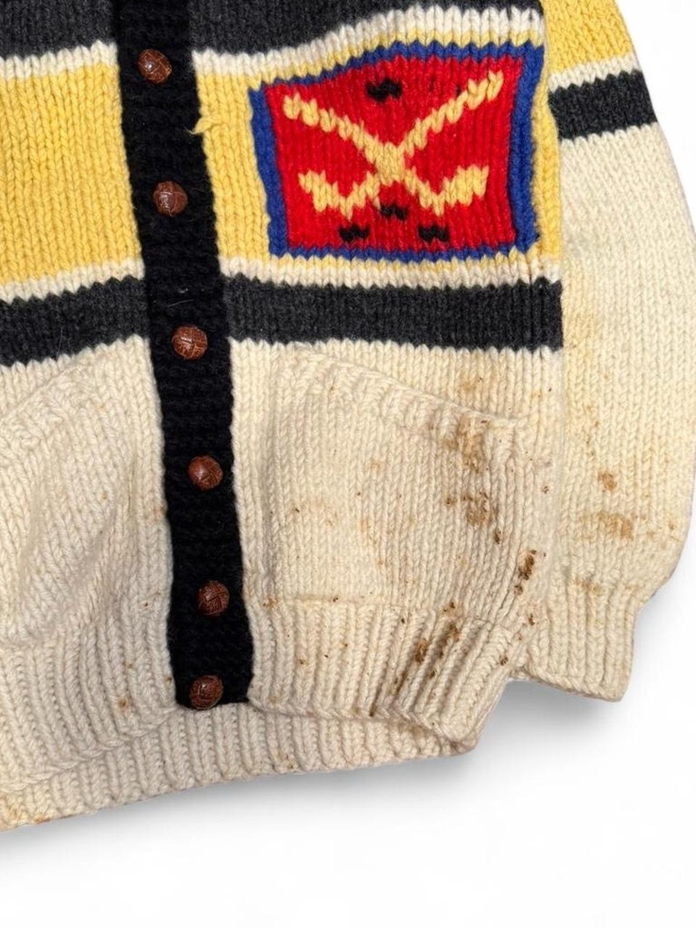Vintage 90s Cowichan Hand Knit Wool Sweater - Picture 4 of 5